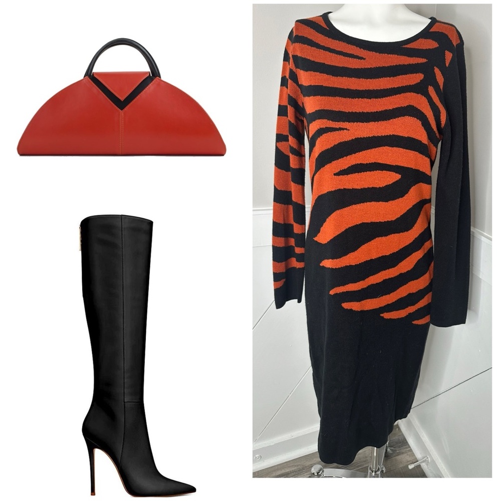 ASHLEY STEWART ANIMAL PRINT KNITTED DRESS/ PRELOVED /SIZE 12